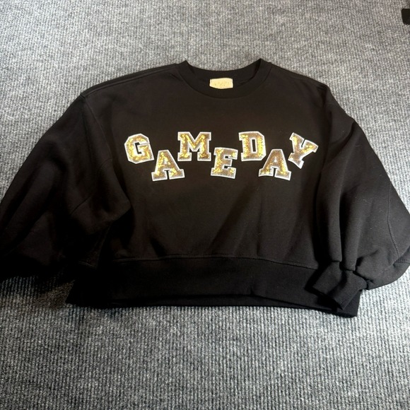 Judith March Tops - Judith March Gameday Sweatshirt Womens Medium Black Gold Sequin Sports Fan